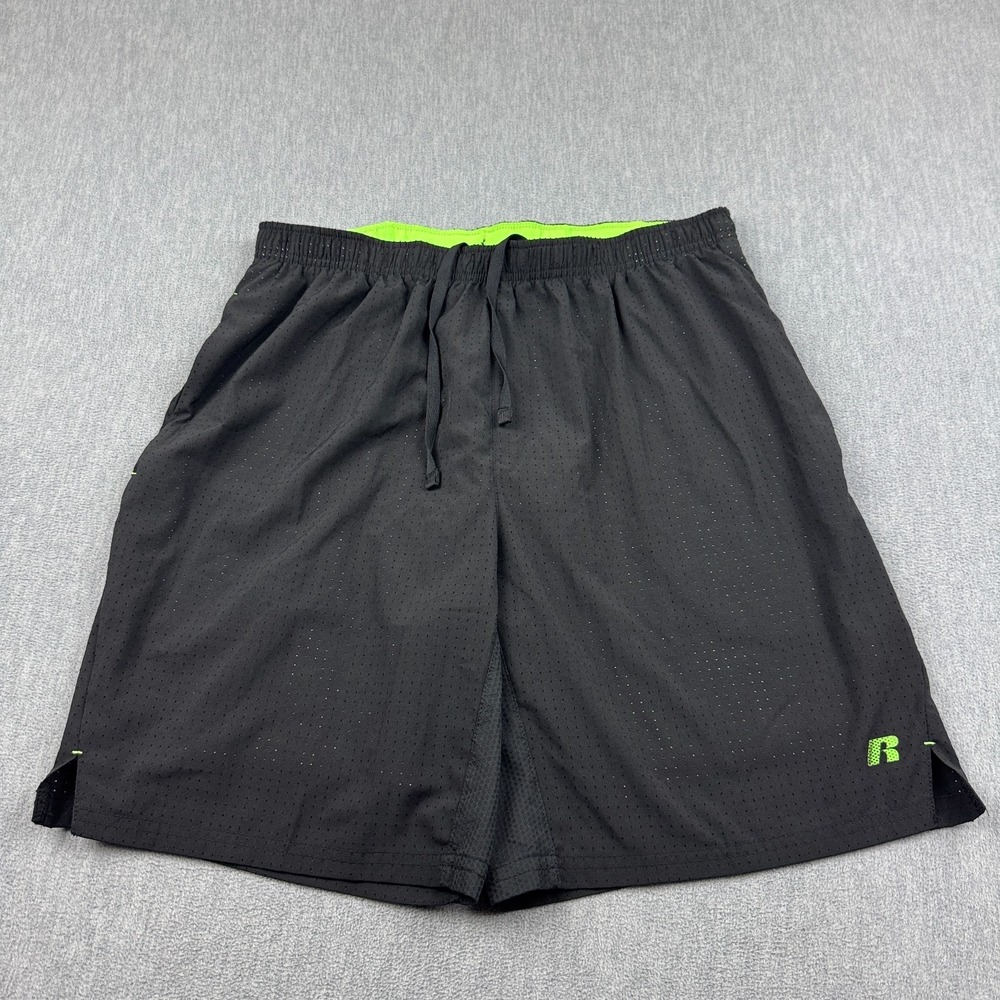 Russell Shorts Mens Medium Black Training Fit Dri-Power 360 Athletic Running‎